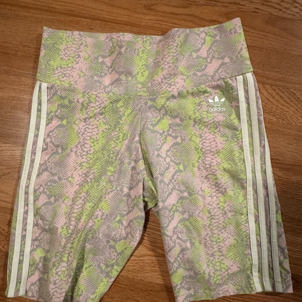 Adidas Green and Pink Snakeskin Bike Shorts